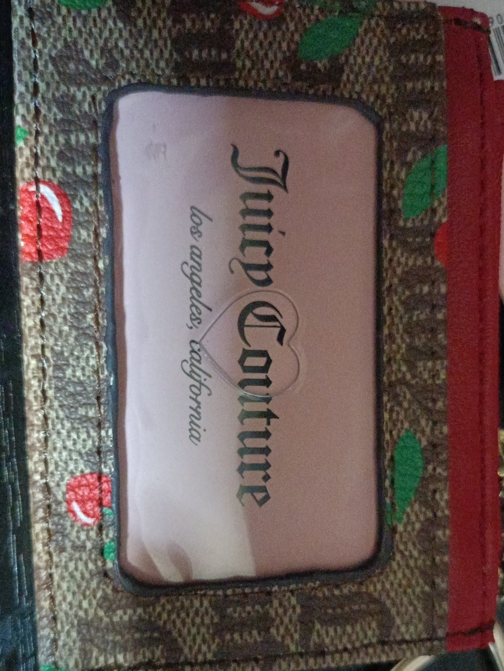 Juicy Couture Brown Cherry Print Card Holder with  ID Window